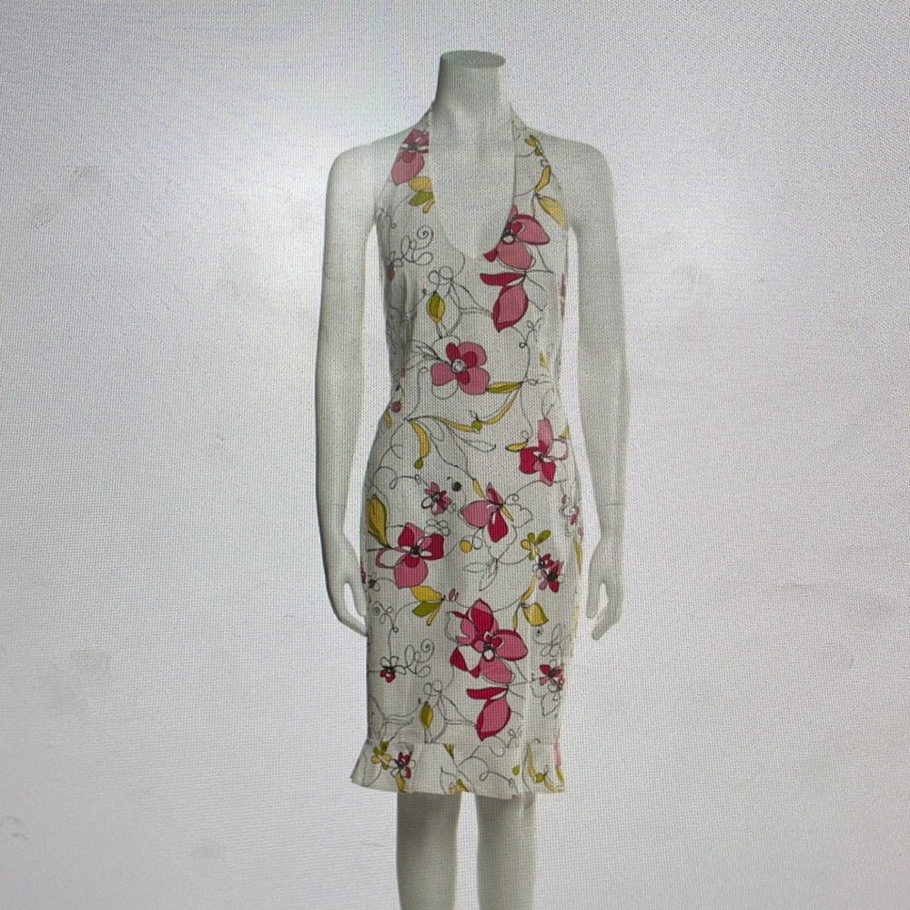 David Meister Halter Sundress w Boning and Ruffle
